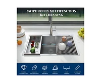 gaomon Kitchen Sink, Inch Brushed Nickel Topmount Kitchen Bar Sink, Stainless Steel 16 Guage Single Bowl Kitchen Sinks