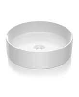 gaomon 18"x18" Bathroom Sink Round White Ceramic Lavatory Vanity