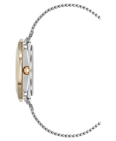 Anne Klein Women's Quartz Elegant Hidden Crystal Two-Tone Stainless Steel Mesh Band Watch, 28mm