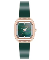 Anne Klein Women's Quartz Premium Crystal Green Enamel and Rose Gold-Tone Alloy Metal Bangle Watch, 23mm