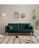 Slickblue 70" Luxury Modern Velvet 3-Seater Sofa Couch, Upholstered with 2 Pillows for Living Room, Apartment, and Small Spaces