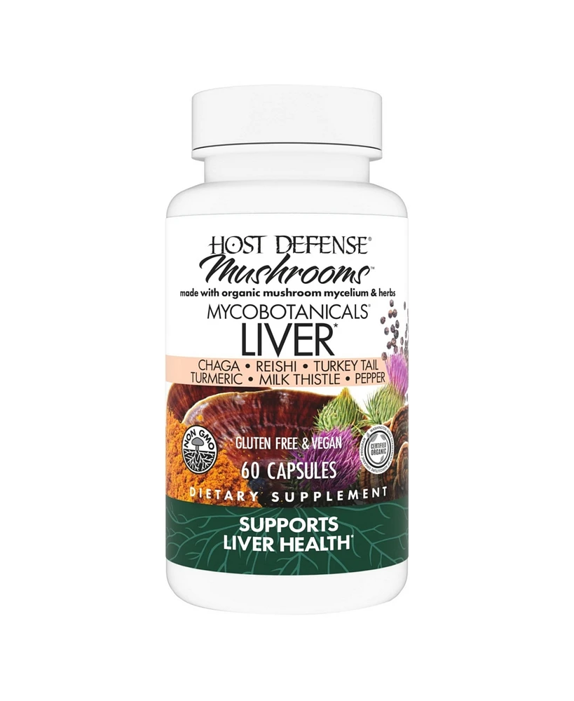 Host Defense MycoBotanicals Liver Capsules - Liver Health Supplement with Milk Thistle & Turmeric Root