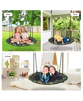 Hongge 40 Inch Flying Saucer Tree Swing Outdoor Play Set with Adjustable Ropes Gift for Kids