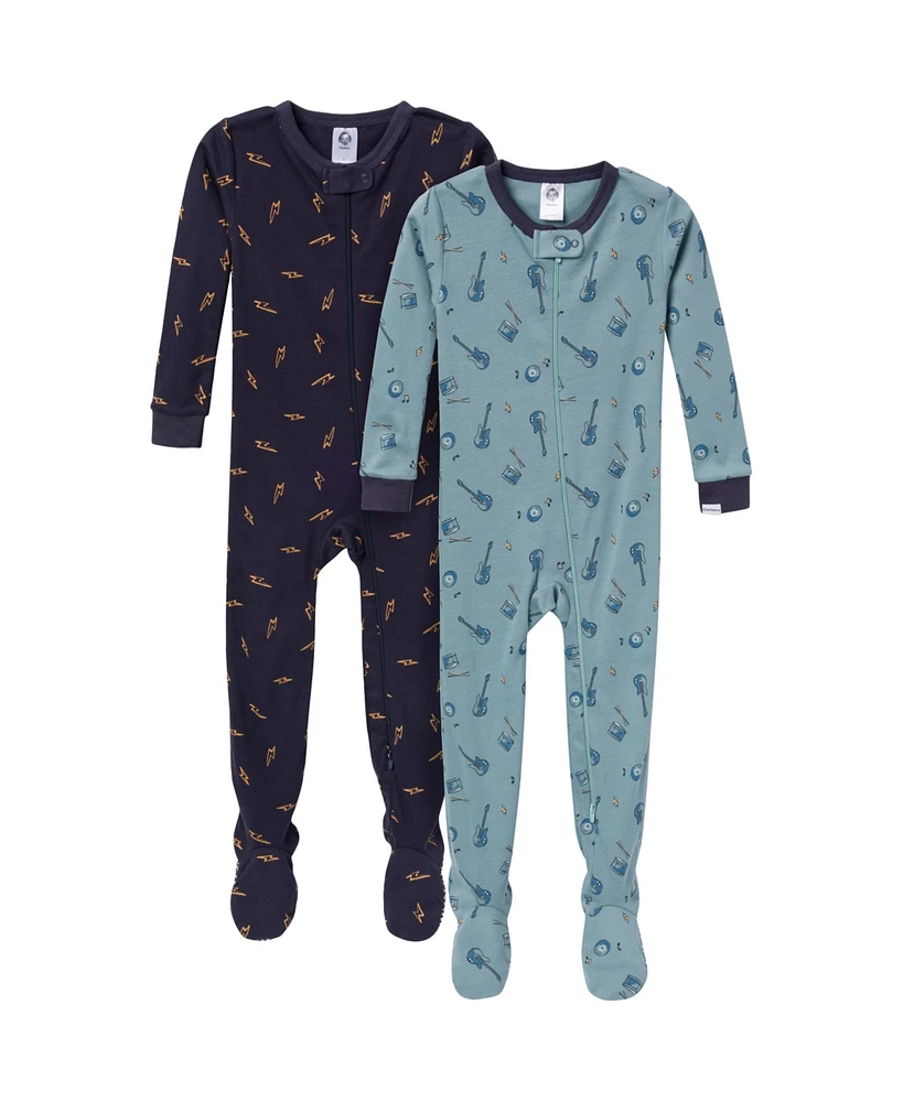 Gerber Toddler Boys Snug Fit Footed Pajamas, 2-Pack, Guitars