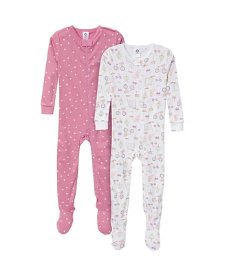 Gerber Toddler Girls Snug Fit Footed Pajamas, 2-Pack, Dogs