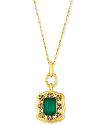 Le Vian New Emerald (1-1/5 ct. t.w.) & Chocolate Diamond (1/5 ct. t.w.) Halo Adjustable 20" Pendant Necklace in 14k Gold