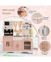Hongge Kids Kitchen Playset with Microwave and Coffee Maker for Ages 3+