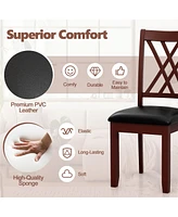 Gymax Set of Dining Chair Kitchen Chair with Backrest Padded Seat & Rubber Wood Legs