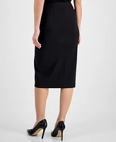 Anne Klein Women's Solid Pull-On Asymmetrical-Slit Midi Skirt