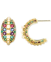 Kendra Scott Gold-Tone Cultured Freshwater Pearl (2mm) & Crystal Pave Small Half Hoop Earrings