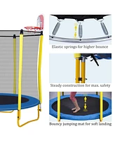 Slickblue 5.5FT Kids Trampoline with Safety Enclosure, 65" Mini Toddler Trampoline for Indoor & Outdoor Use