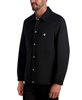 Karl Lagerfeld Paris Men's Slim Fit Textured Snap-Front Logo Jacket