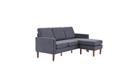 Slickblue Fabric Upholstered 3-Seater Modular Sofa with American-Style Armrests and Chaise Lounge for Indoor Use