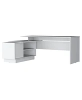 Depot E-Shop Pelican L-Shaped Desk, 1 Door, 5 Shelves, White