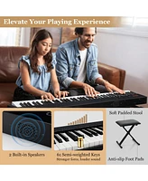 Hongge 61-Key Portable Electronic Keyboard Piano Complete Digital Piano Set with Stand and Stool