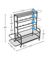 Streamdale Furniture 4-Tier Metal Sports Gear Organizer with Rolling Wheels