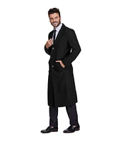 Braveman Men's Knee Length Wool Blend Three Button Long Jacket Overcoat Top Coat