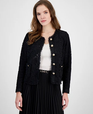 Anne Klein Women's Lace Button-Front Patch-Pocket Jacket