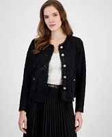 Anne Klein Women's Lace Button-Front Patch-Pocket Jacket