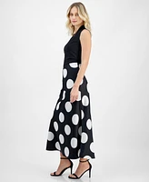 Anne Klein Women's Dot-Print Pull-On Midi Skirt