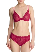 Natori Women's Feathers Lace Contour Underwire Plunge Bra