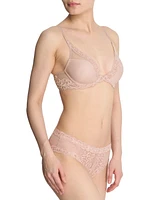 Natori Women's Feathers Lace Contour Underwire Plunge Bra