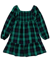 Levi's Big Girls Long Sleeve Smocked Top Plaid Dress