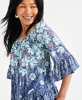 Style & Co Women's Printed On-Off Ruffled Blouse, Exclusively at Macy's