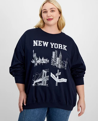 Grayson Threads, The Label Trendy Plus New York Graphic Sweatshirt