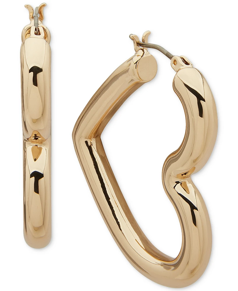 Anne Klein Gold-Tone Polished Heart Shape Small Hoop Earrings, 0.9"