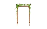 Slickblue Beautiful And Practical Flat-Topped Wooden Arch Garden Arch Dark Brown