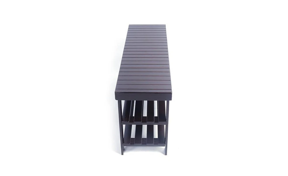 Slickblue Strip Pattern 3-Tier Stool Shoe Rack for Stylish Entryway Storage