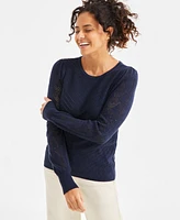 Style & Co Women's Pointelle Crewneck Sweater, Exclusively at Macy's