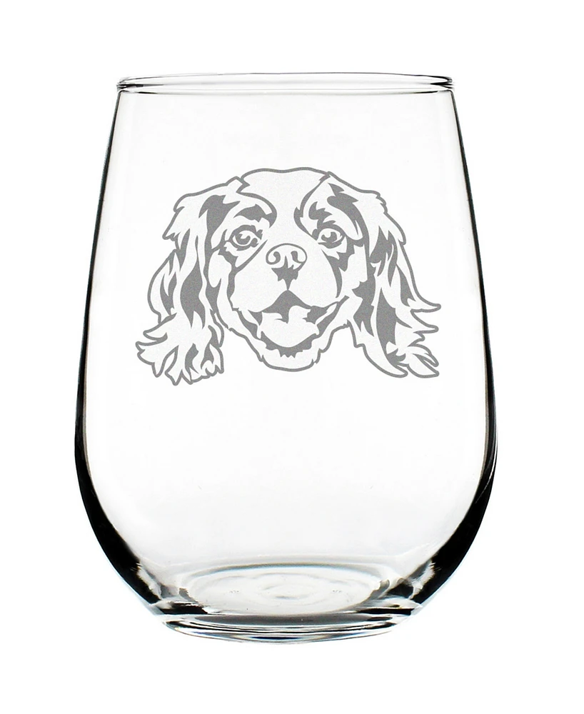 Bevvee Cavalier King Charles Spaniel - Stemless Wine Glass