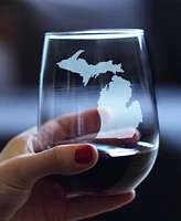 Bevvee Michigan State Map Stemless Wine Glass