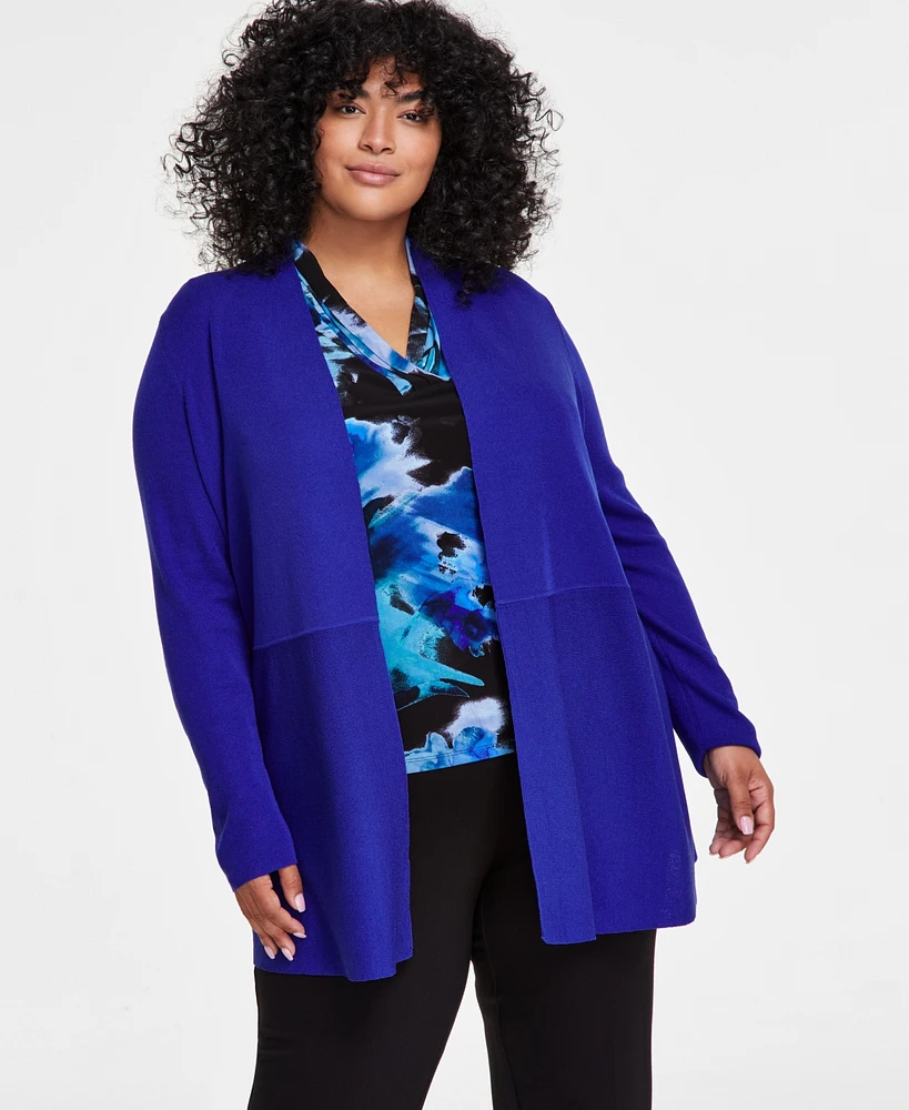 Anne Klein Plus Monterey Open-Front Cardigan