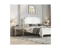 gaomon Grey Nightstands Set of 2, End Table with Drawer, Side Table for Spaces, 2 Tiers Storage Shelves with Dresser, Bedside Table for Living Room, B