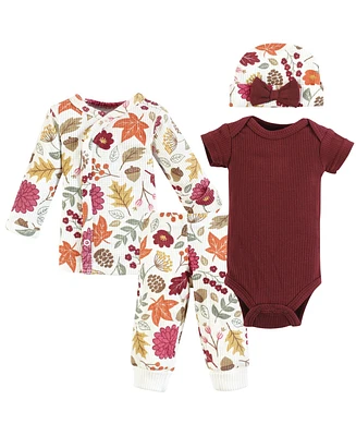 Hudson Baby Baby Girls Hudson Thermal Preemie Layette 4pc Set, Acorn Botanical, Preemie