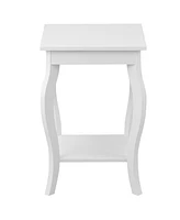 Gymax Accent Side Table Sofa End Table Nigh stand Coffee Table w/ Storage Shelf White