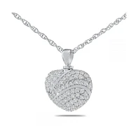 Sterling Silver .925 Cremation White Stone Heart 1 inch Pendant with 18 inch Necklace