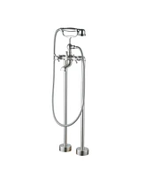 Mondawe 3-Handle Traditional Freestanding Bathtub Faucet(Brush Nickel