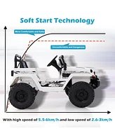 Hongge 12V Kids Ride-on Jeep Car with 2.4 G Remote Control-White