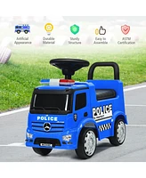 Hongge Mercedes Benz Kids Ride On Push Licensed Police Car-Blue