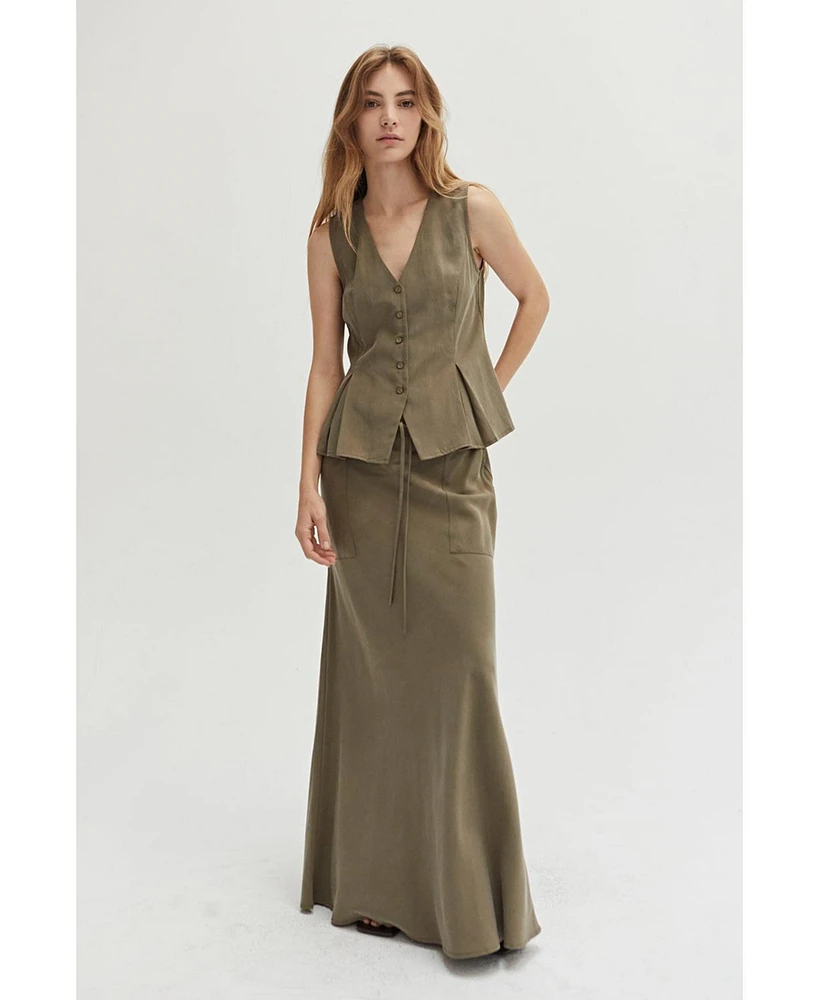 Crescent Women's Cami Sleeveless Pleated Vest