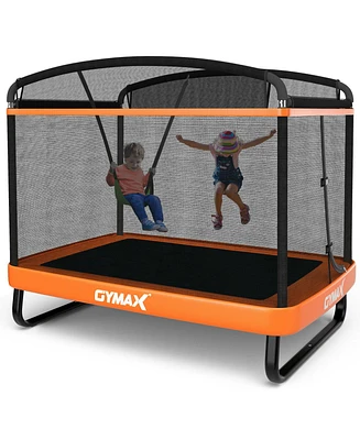 Gymax 6FT Recreational Kids Trampoline W/Swing Safety Enclosure Indoor/Outdoor Orange