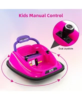 Hongge 12V Kids Bumper Car Ride on Toy with Remote Control and 360 Degree Spin Rotation-Pink