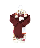 Hudson Baby Baby Girls Thermal Preemie Layette Set 4pc Long Sleeve Outfit, Acorn Botanical, Preemie