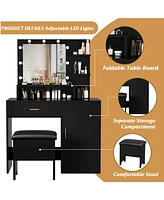 gaomon Vanity Desk, Makeup Vanity Desk with Mirror & Lights-3 Lighting Modes