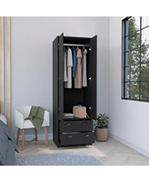 Depot E-Shop Bonaire Armoire with 2-Drawers and 2-Doors, Black