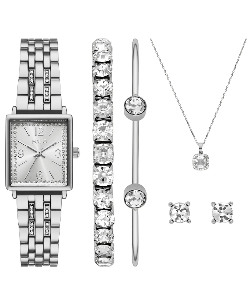 Folio Women's Three Hand Silver-tone Alloy Watch, 24mm - Silver